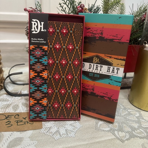 New Red Dirt Hat Co Unisex Wallet Rodeo Leather Southwest RedTan 23111876W16 - Picture 6 of 16